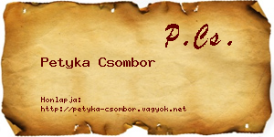 Petyka Csombor névjegykártya